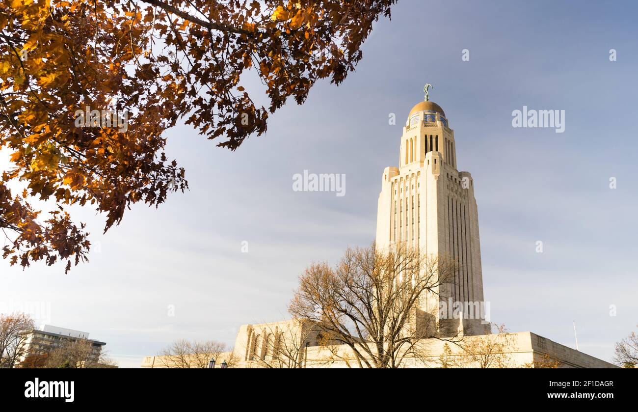 Lincoln Nebraska Capital Building Government Dome Architecture Stock