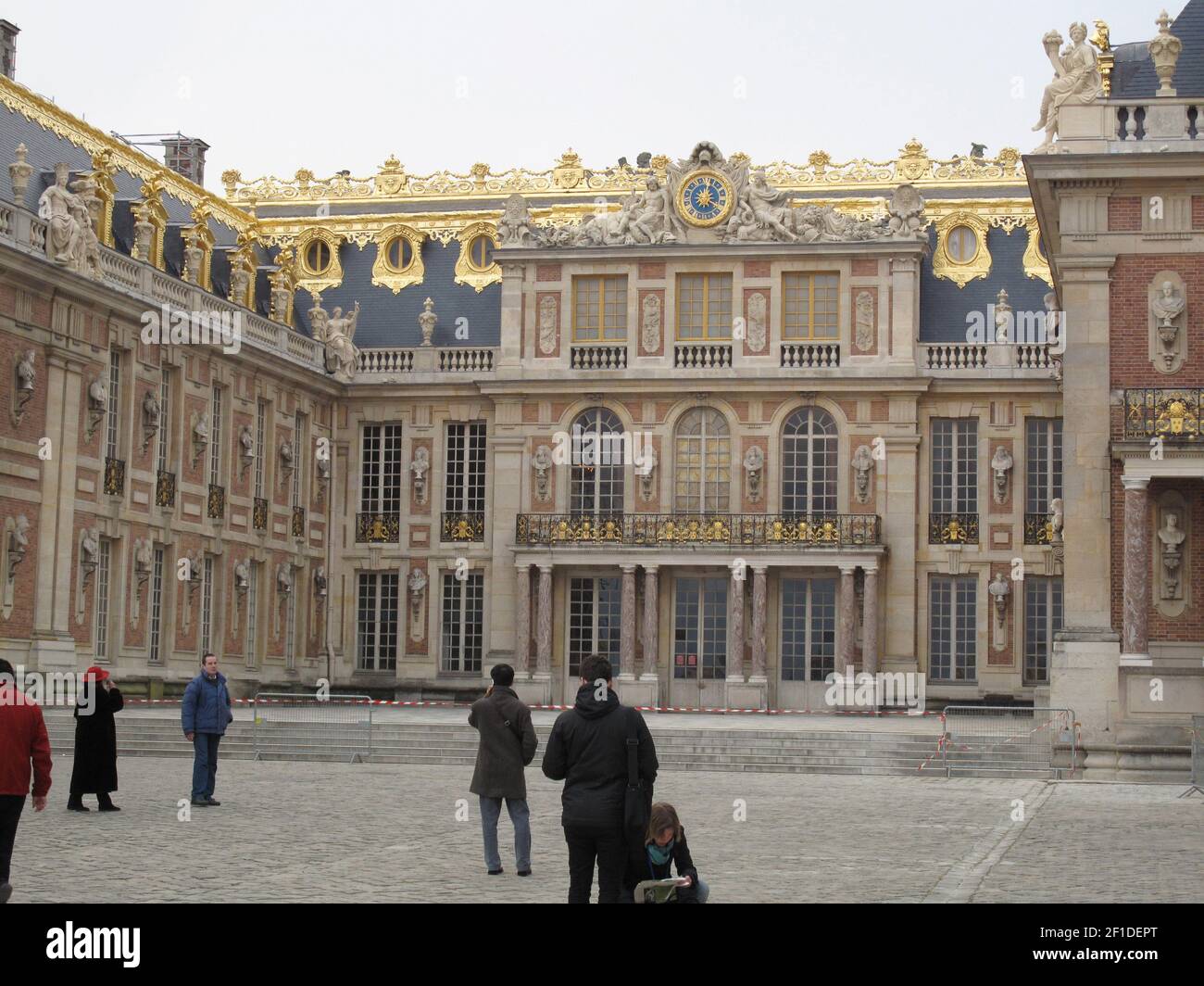 The entrance to the Palace at Versaille is nearly empty on a Monday