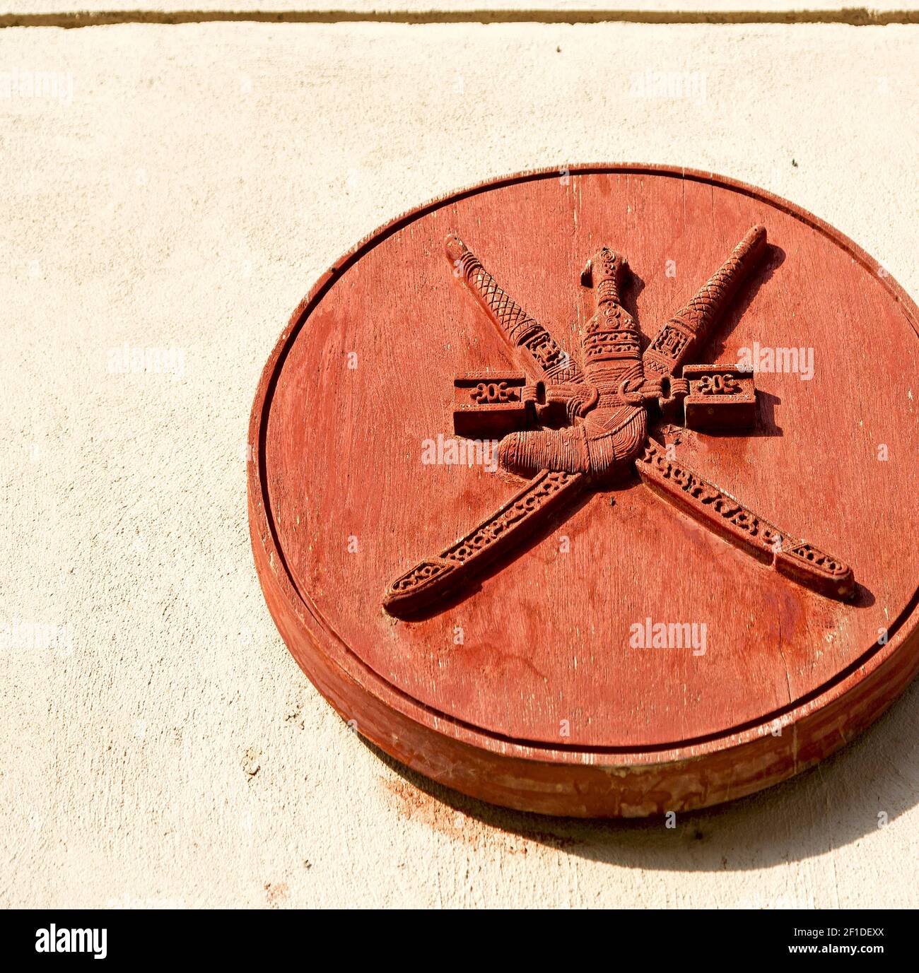 In Oman The National Emblem Wood Made Stock Photo Alamy