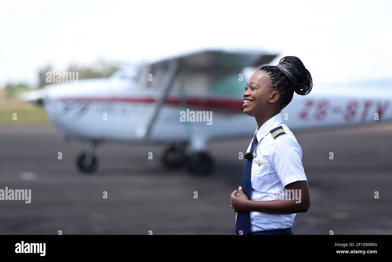refilwe ledwaba a pilot training young african women to become aircraft and drone pilots reacts during an interview at the grand central airport in midrand south africa february 28 2021 picture taken february 28 2021 reuterssiphiwe sibeko 2F1DMWG