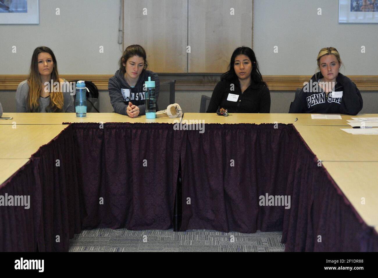 Penn State students participate in a McClatchy Newspapers focus group at the university's student union building on Dec. 3, 2015 in University Park, Pa. (Photo by Christopher Weddle/Centre Daily Times/TNS) *** Please Use Credit from Credit Field *** Stock Photo