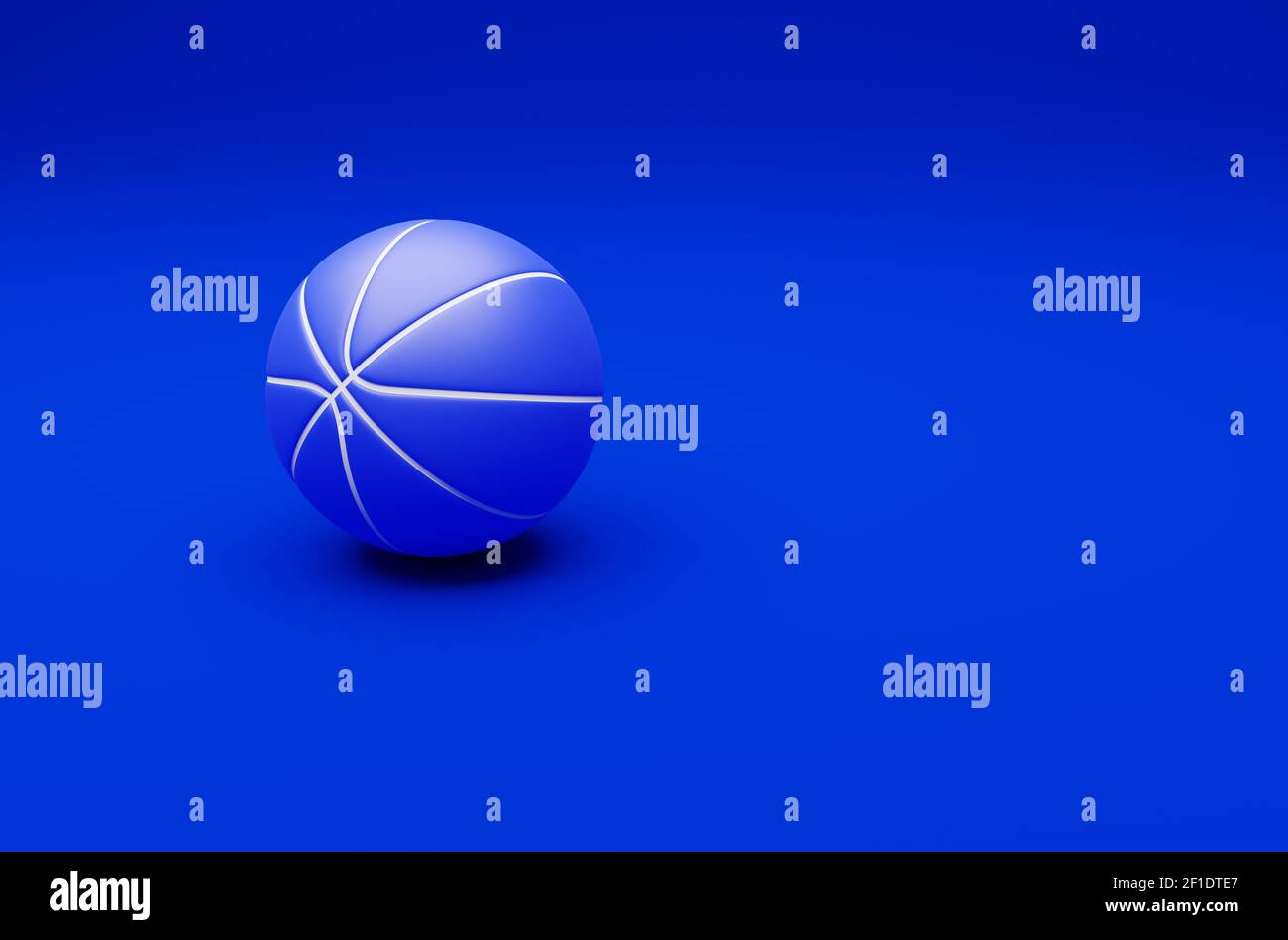 Blue basketball on a blue background, 3d rendering Stock Photo