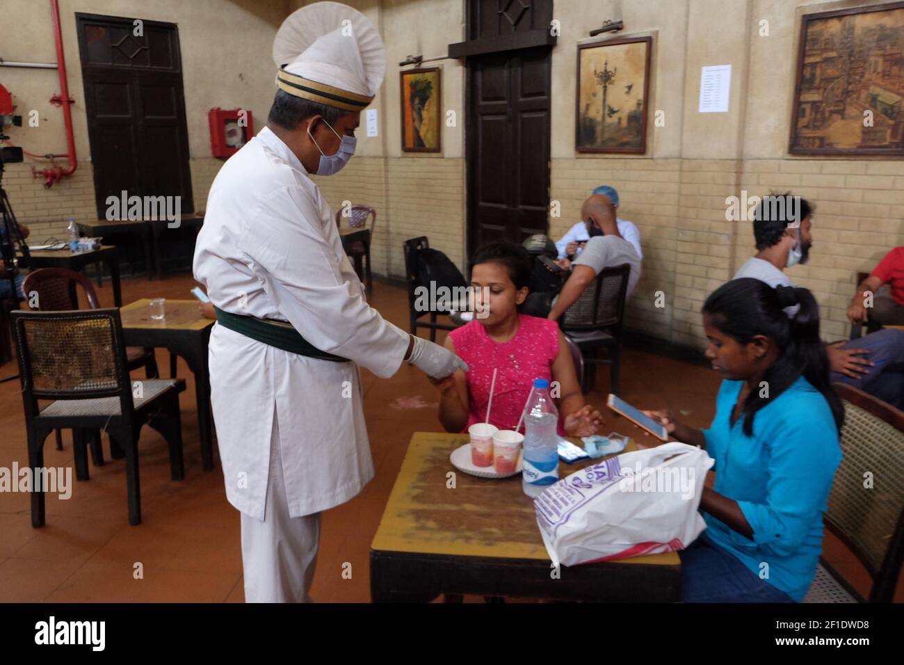 The iconic Indian Coffee House is set to open with several crucial norms of COVID-19 from today,Thursday, July 2, 2020. After a gap off over three months due to Coronavirus Pandemic. (Photo by Satyajit Shaw/Pacific Press/Sipa USA) Stock Photo