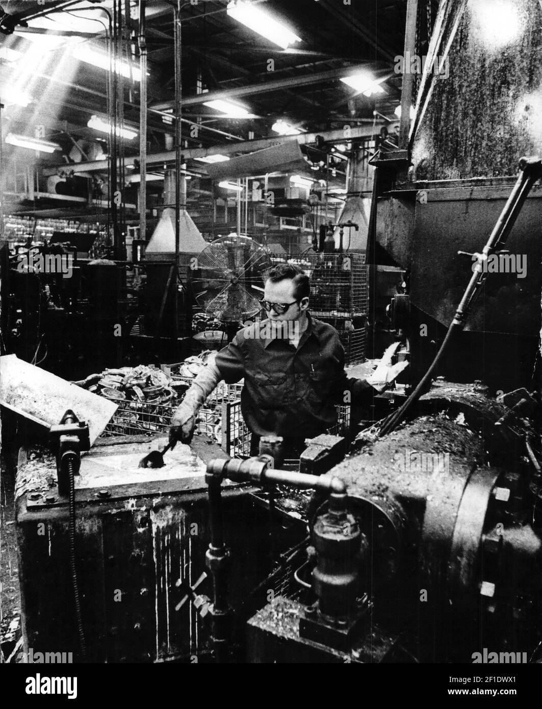 Mar 14, 1973; Milwaukee, WI, USA; Briggs & Stratton's aluminum foundry area in 1973. Mandatory Credit: Milwaukee Journal Sentinel via USA TODAY NETWORK/Sipa USA Stock Photo