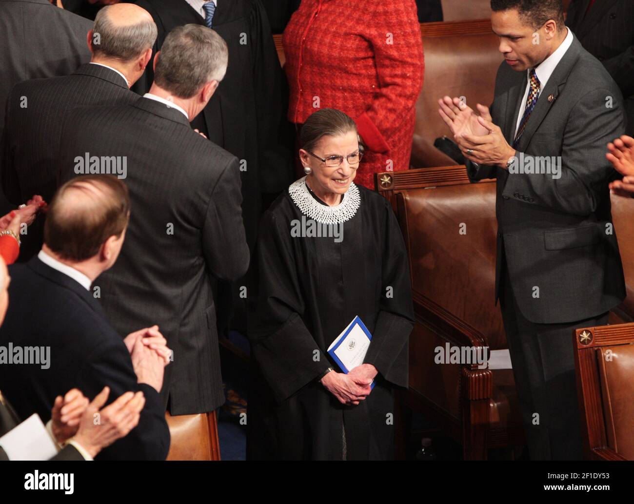 Associate Justice of the Supreme Court Ruth Bader Ginsburg is cheered as she arrives before President Barack Obama addresses a joint session of Congress on February 24, 2009, in the House of Representatives Chamber of the U.S. Capitol in Washington, D.C. (Photo by George Bridges/MCT/TNS/Sipa USA) Stock Photo