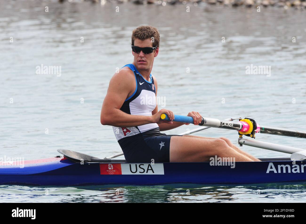 Aug. 16, 2008; Beijing, CHINA; USA rower Tyler Winklevoss in the mens pair final at Shunyi Olympic Rowing-Canoeing Park during the 2008 Beijing Olympic Games. Mandatory Credit: Mark J. Rebilas/USA TODAY Sports/Sipa USA Stock Photo