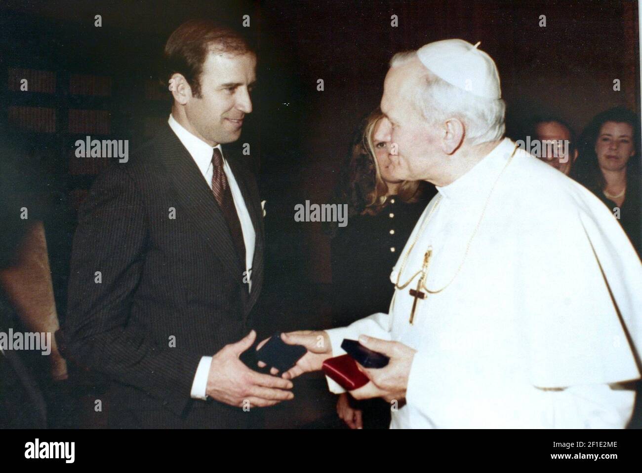 Apr 1, 2005; Wilmington, DE, USA; 04/01/05 - Wilmington, DE; Biden - Senator Joe Biden meets privately with Pope John Paul II in April of 1980 in his library at the Vatican. Friday, April 1, 2005. Special to The News Journal/Suchat Pederson Mandatory Credit: Suchat Pederson/The News Journal-USA TODAY NETWORK/Sipa USA Stock Photo