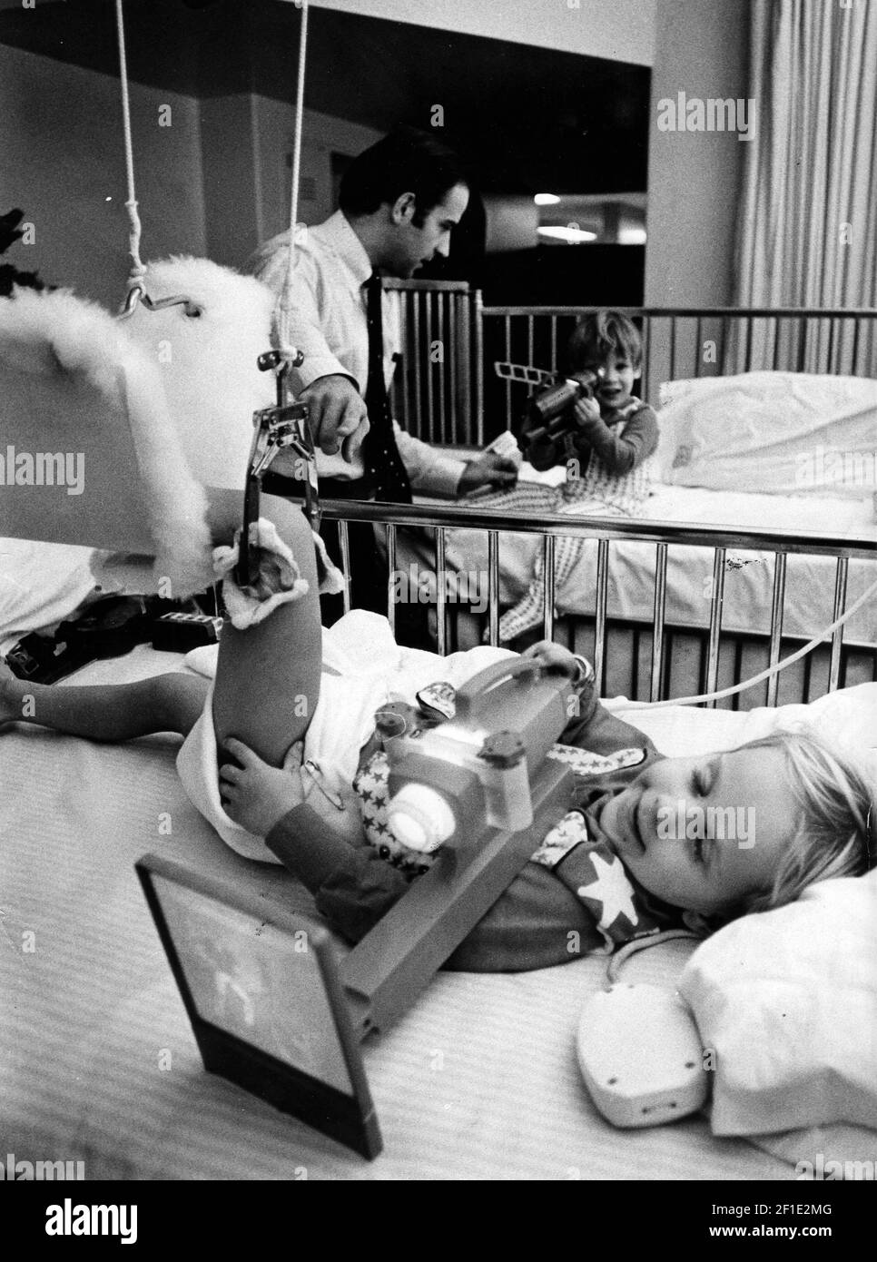 Dec 27, 1972; Wilmington, DE, USA; U.S. Sen.-elect Joseph R. Biden is living in the hospital room with his injured sons, Joseph R. III (foreground) and Robert H. Staff Photo by Al Connell Mandatory Credit: Al Connell/The News Journal-USA TODAY NETWORK/Sipa USA Stock Photo