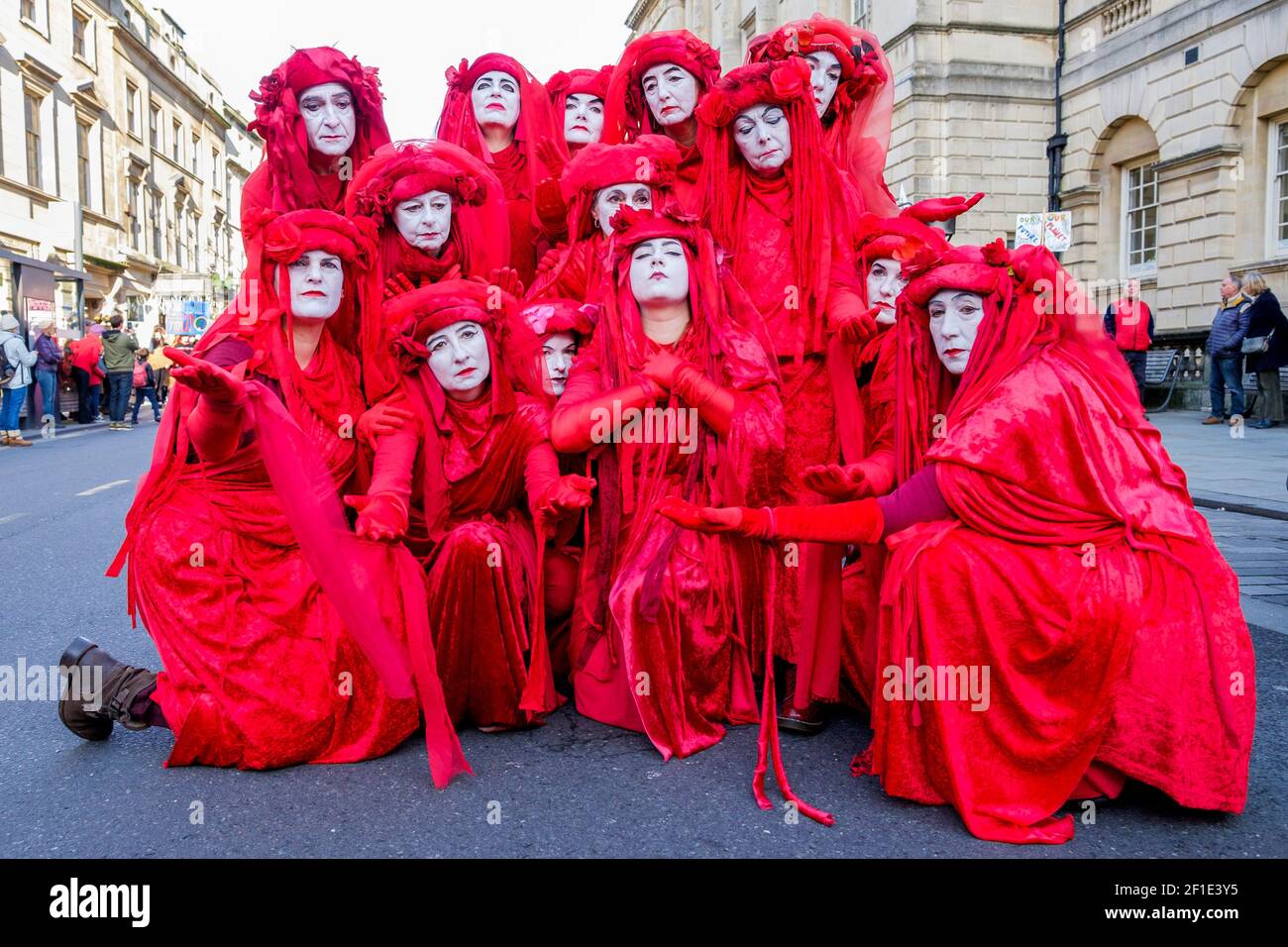 Extinction Rebellion Red Brigade protesters are pictured in Bath as ...