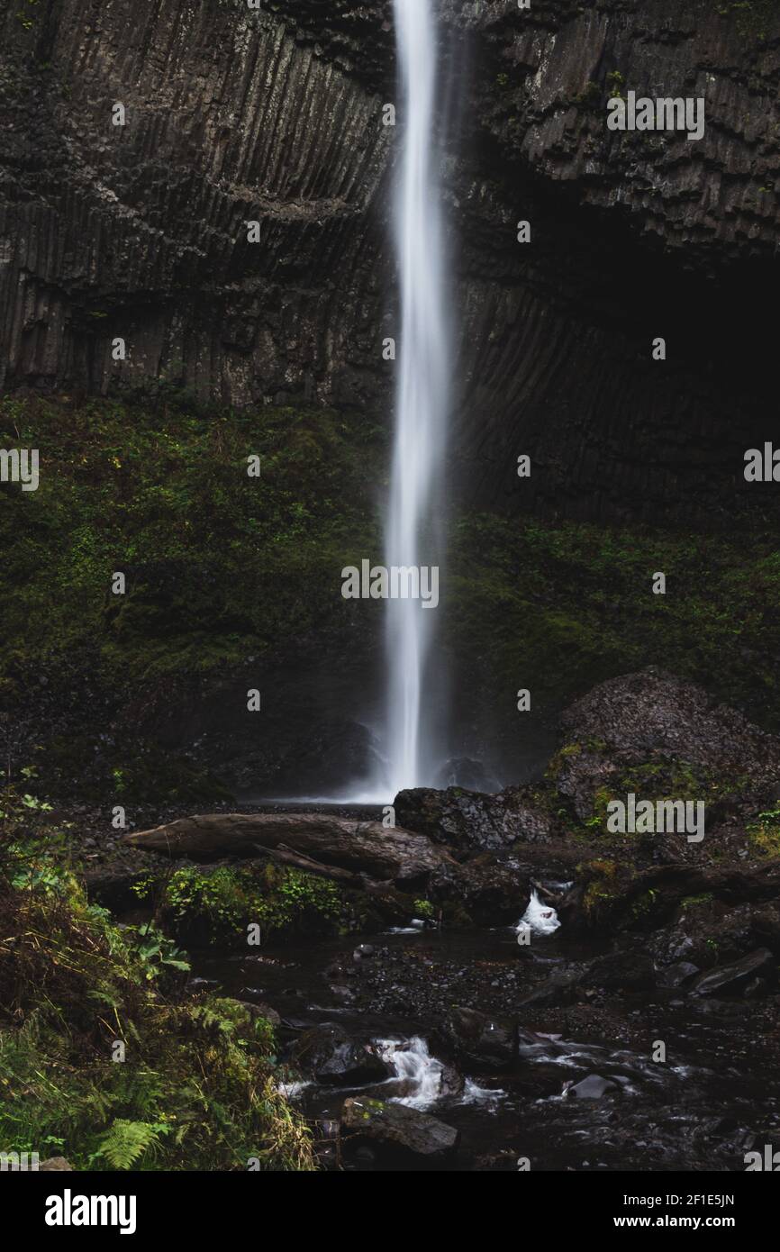A vertical shot of waterfalls with long exposure in Stock Photo - Alamy