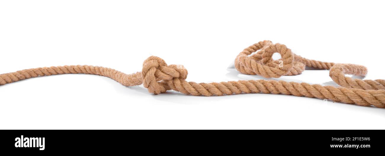 Strong Rope with a Knot on white Background Stock Photo - Alamy