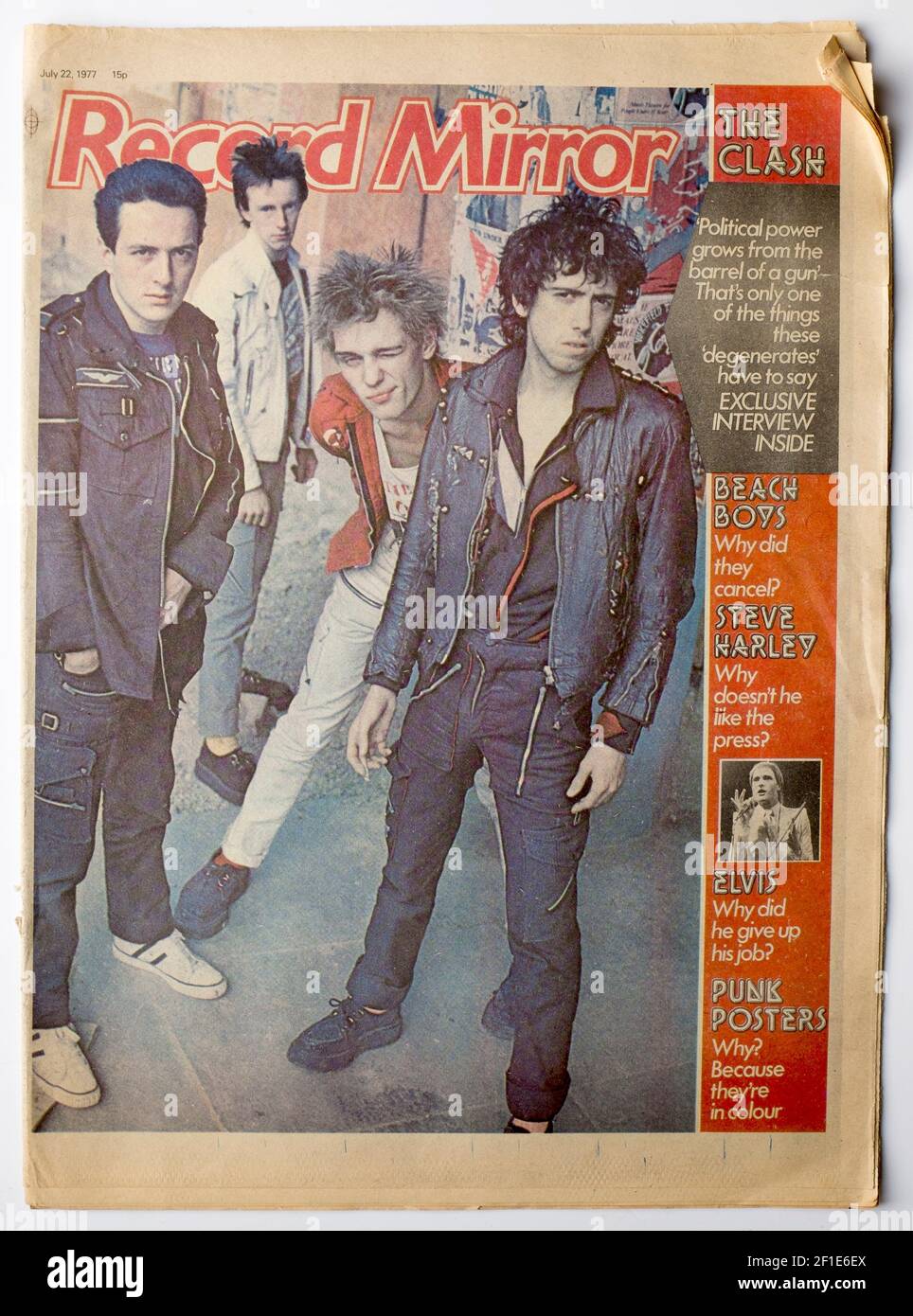 Old Vintage 1970s Edition of Record Mirror Pop Music Magazine Clash Front Cover Stock Photo