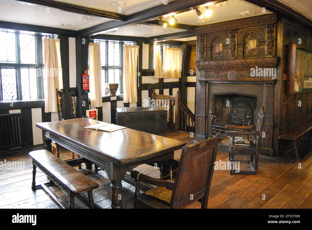 Living Room with fireplace, The Old House, High Town, Hereford, Herefordshire, England, United Kingdom Stock Photo