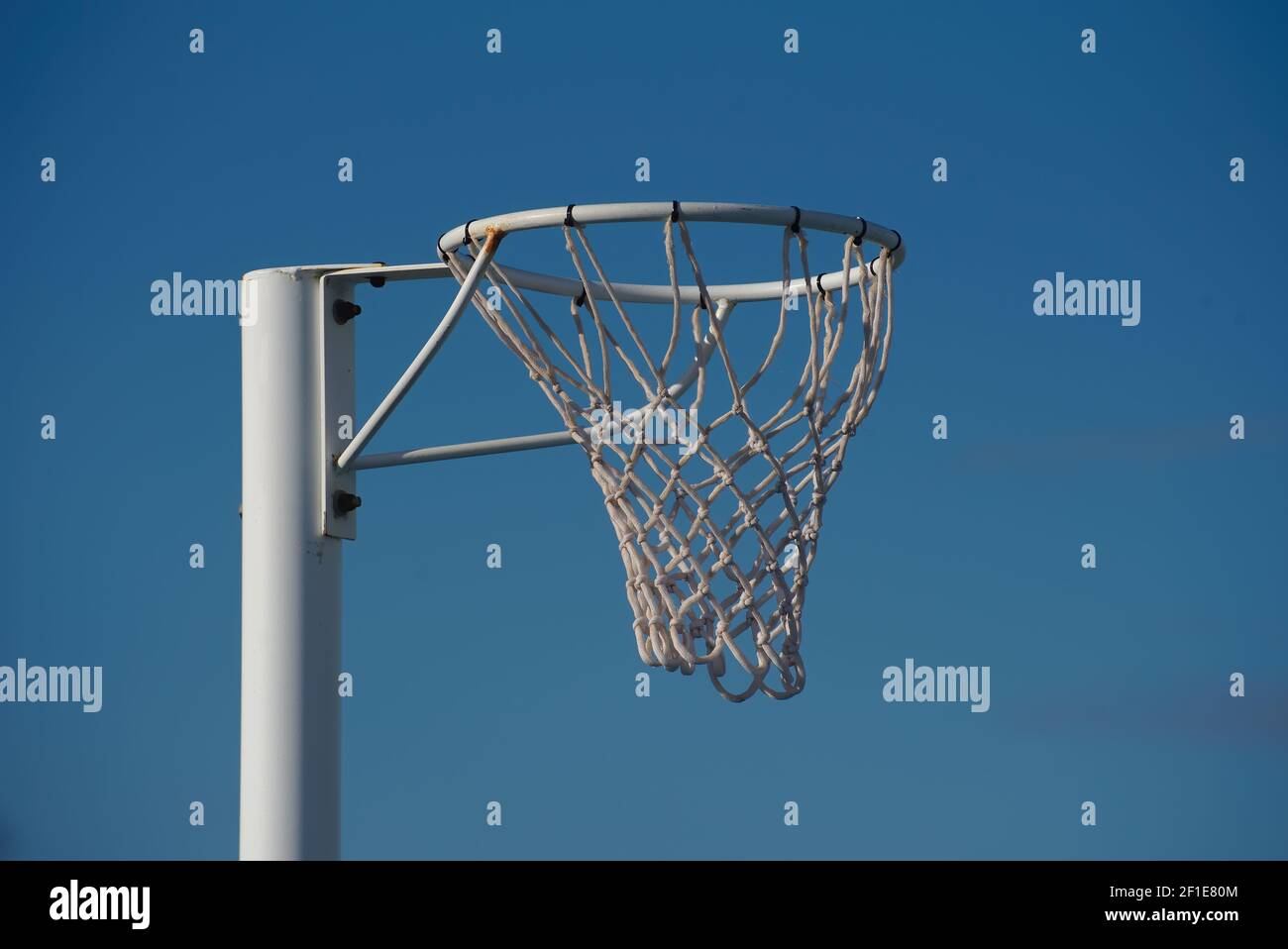 Netball hoop with a blue sky Stock Photo