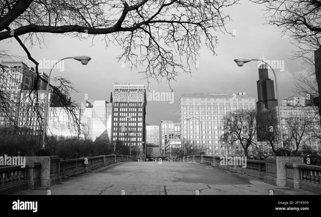Traditional Black and White Downtown Chicago Skyline Stock Photo - Alamy