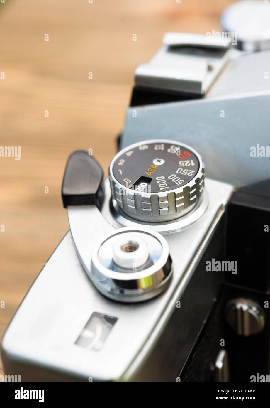 Windmill Lever Vintage Manual Focus 35mm SLR Camera Wind Lever Viewfinder Stock Photo ...