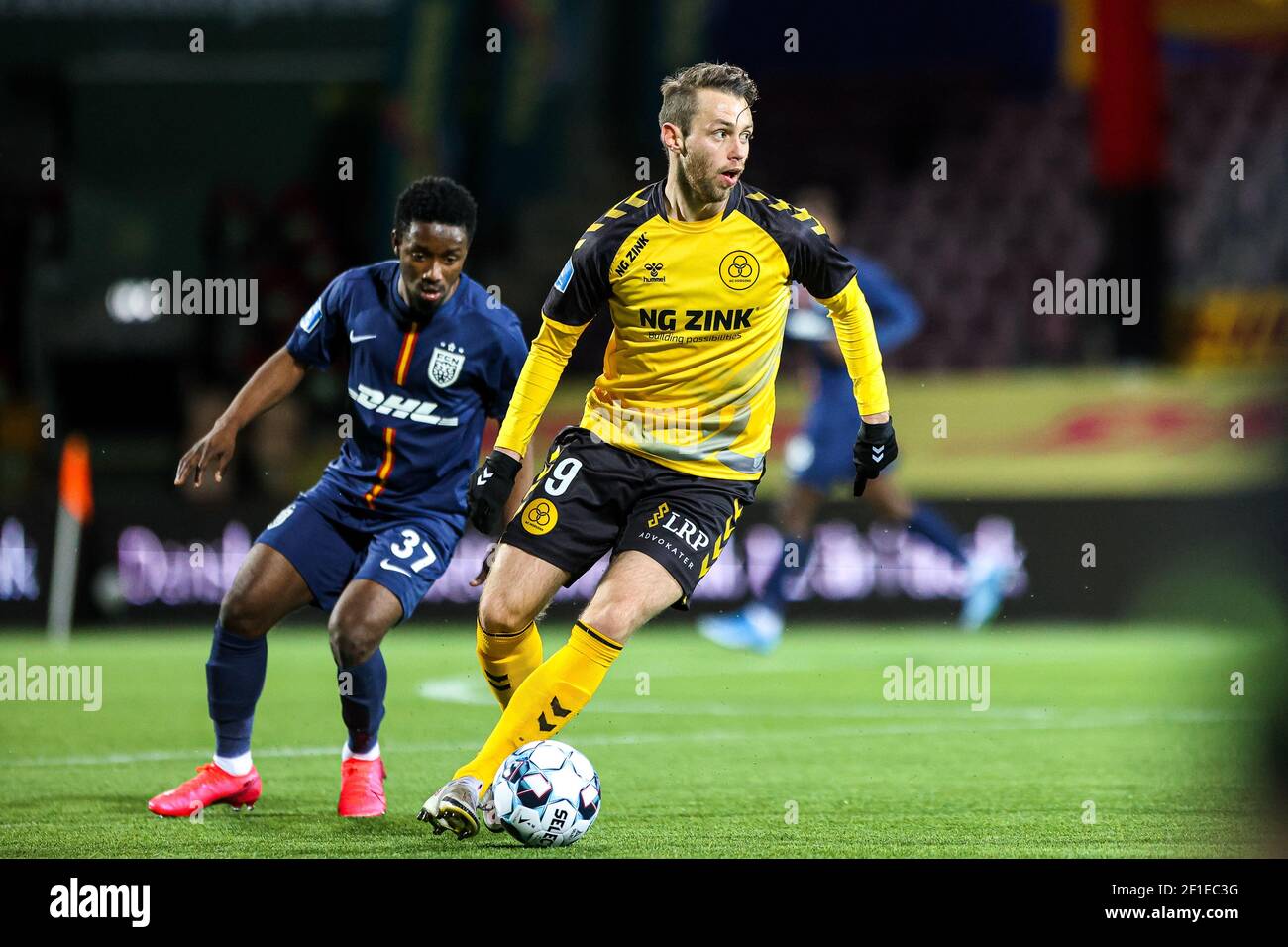 Farum, 7th Mar, 2021. Louka Prip (9) of Horsens during the 3F Superliga match between FC Nordsjaelland and AC Horsens in Right to Dream Park in Farum. (Photo Credit:
