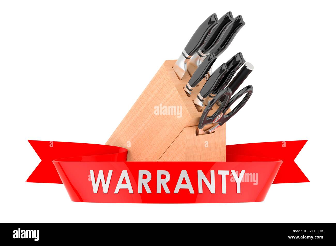 Kitchen knives warranty concept. 3D rendering isolated on white ...