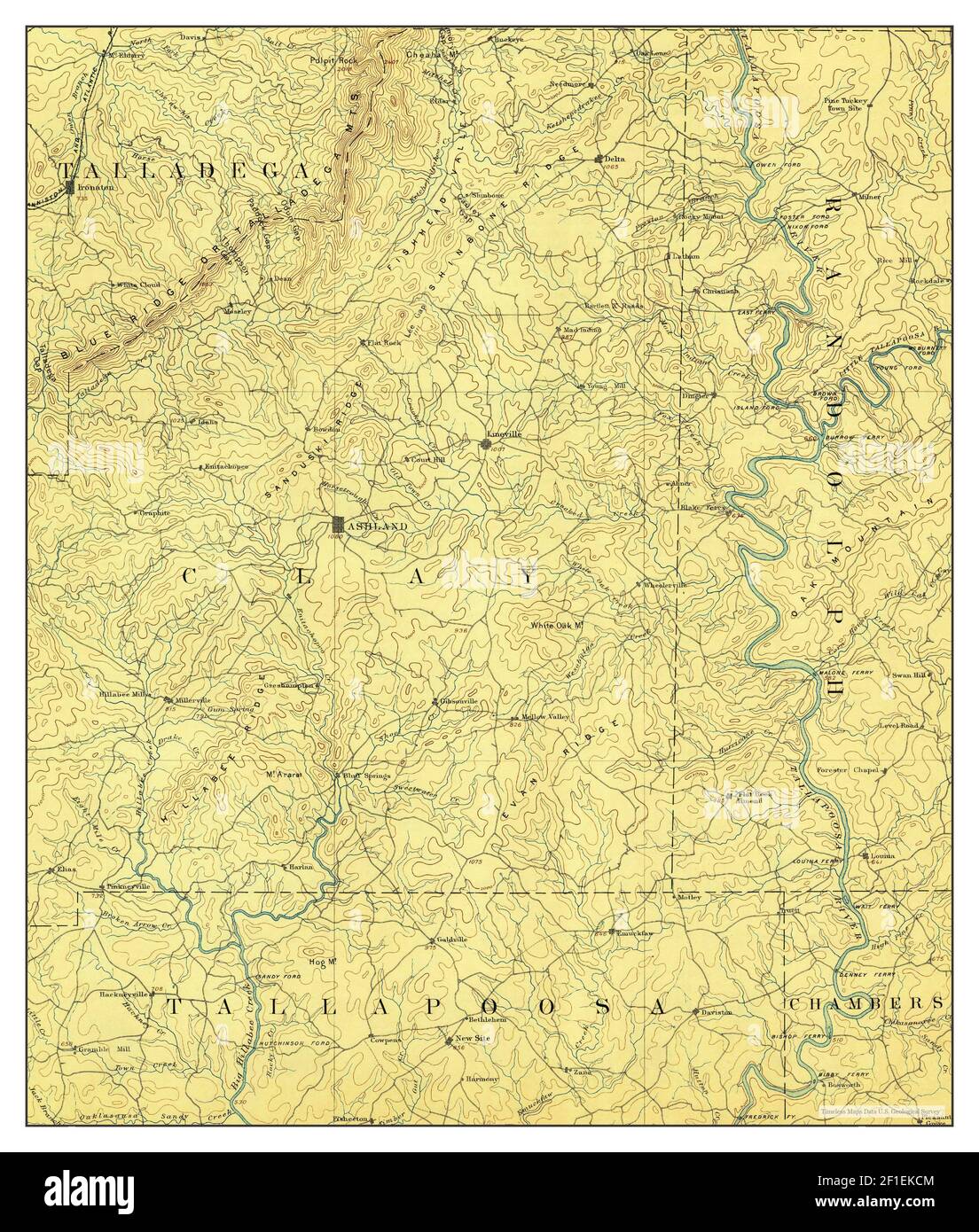 Ashland, Alabama, map 1891, 1:125000, United States of America by Timeless Maps, data U.S. Geological Survey Stock Photo