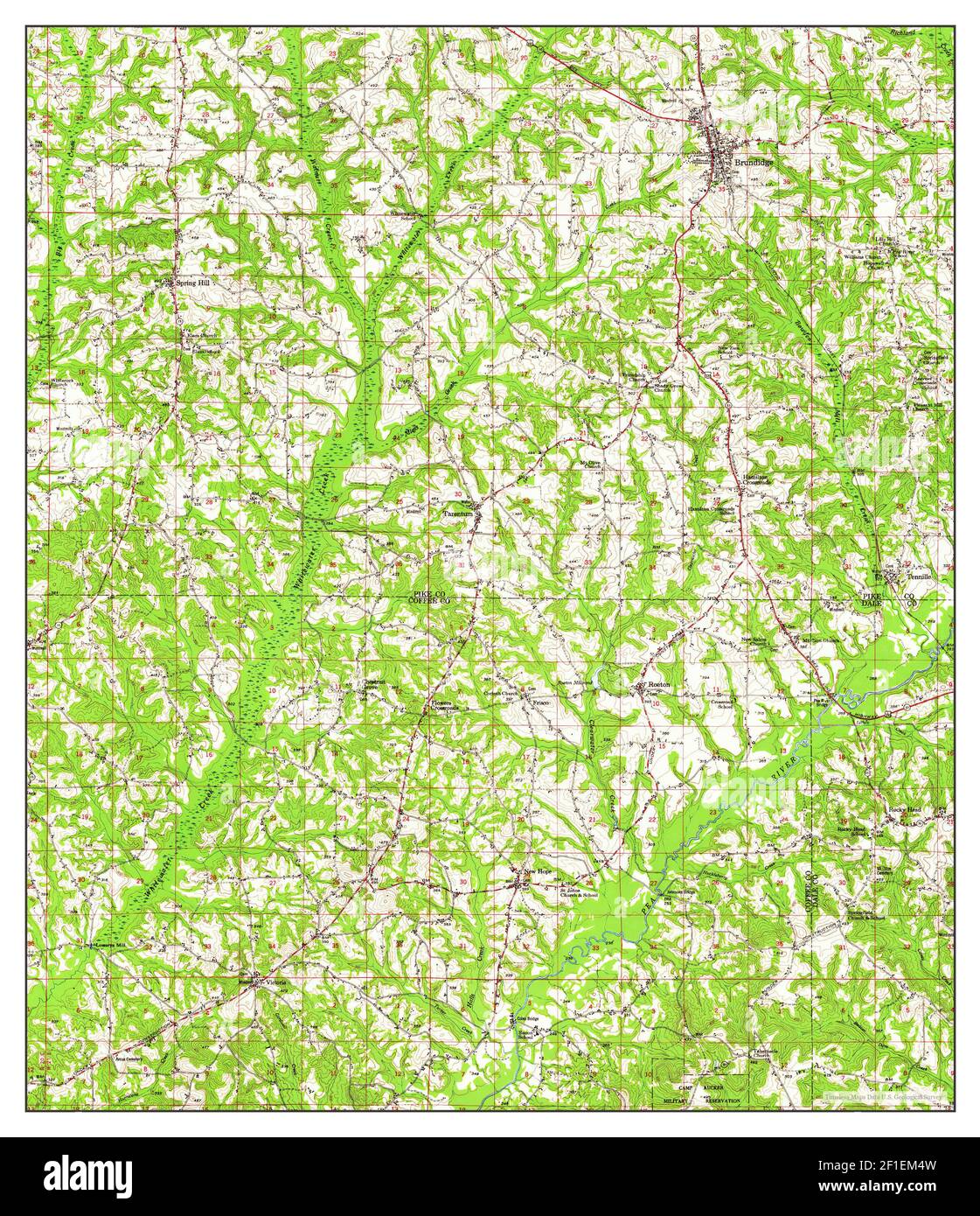 Brundidge, Alabama, map 1950, 1:62500, United States of America by Timeless Maps, data U.S. Geological Survey Stock Photo
