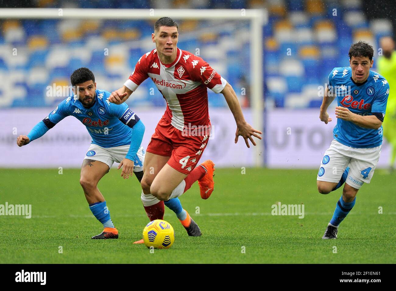 Nikola Milenkovic player of Fiorentina, during the match of the Italian football league Serie A between Napoli vs Fiorentina final result 5-0, match p Stock Photo