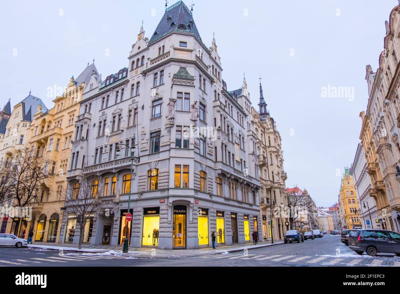 Group of tourist women in front of Louis Vuitton store on Parizska street  in Prague Czech Republic, Stock Photo, Picture And Rights Managed Image.  Pic. X4B-930770