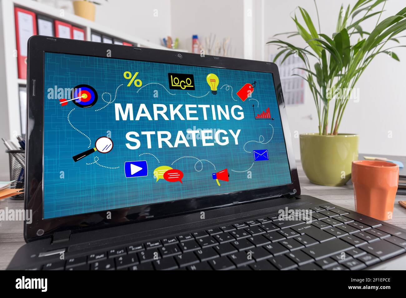 Laptop screen with marketing strategy concept Stock Photo - Alamy