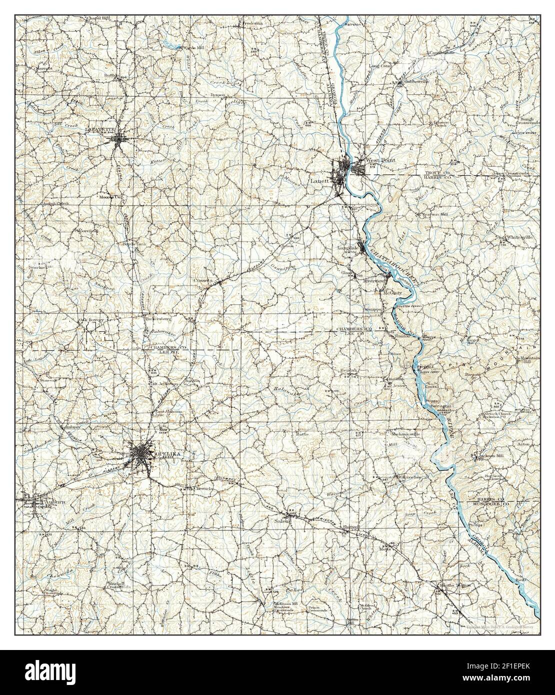 Opelika, Alabama, map 1907, 1125000, United States of America by