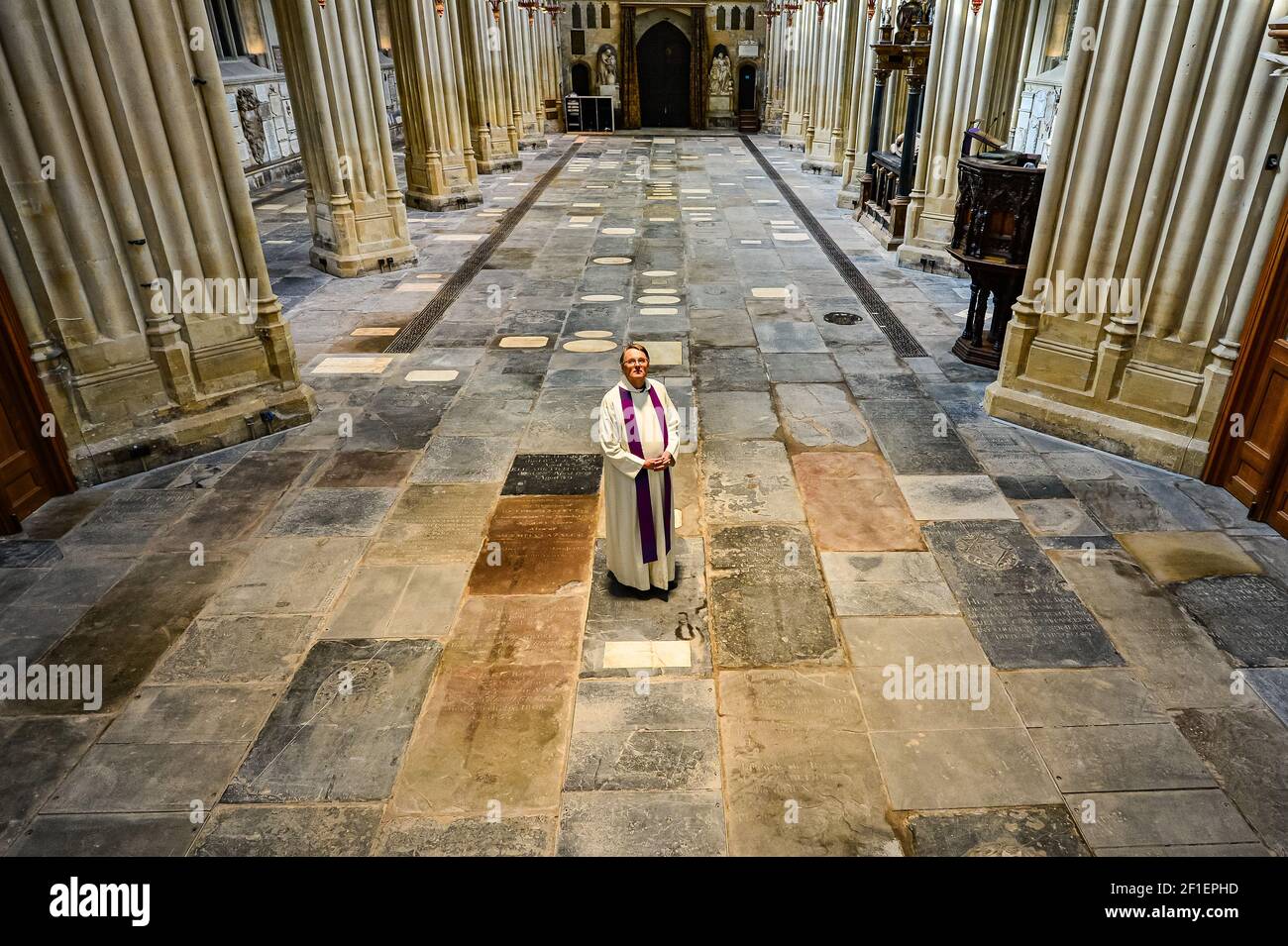 Rector, Canon Guy Bridgewater looks at the completed works inside Bath ...