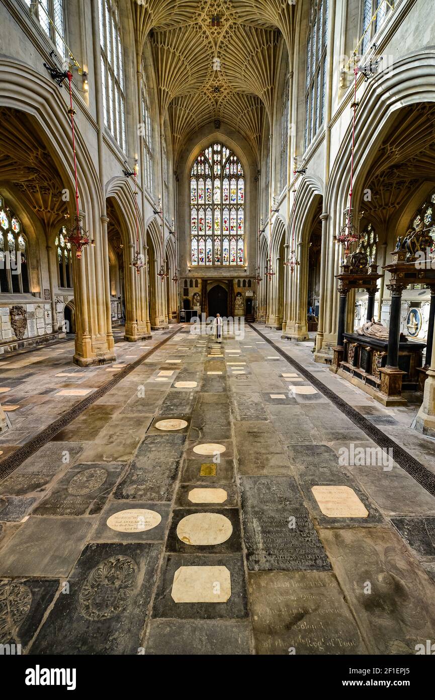 Rector, Canon Guy Bridgewater looks at the completed works inside Bath ...