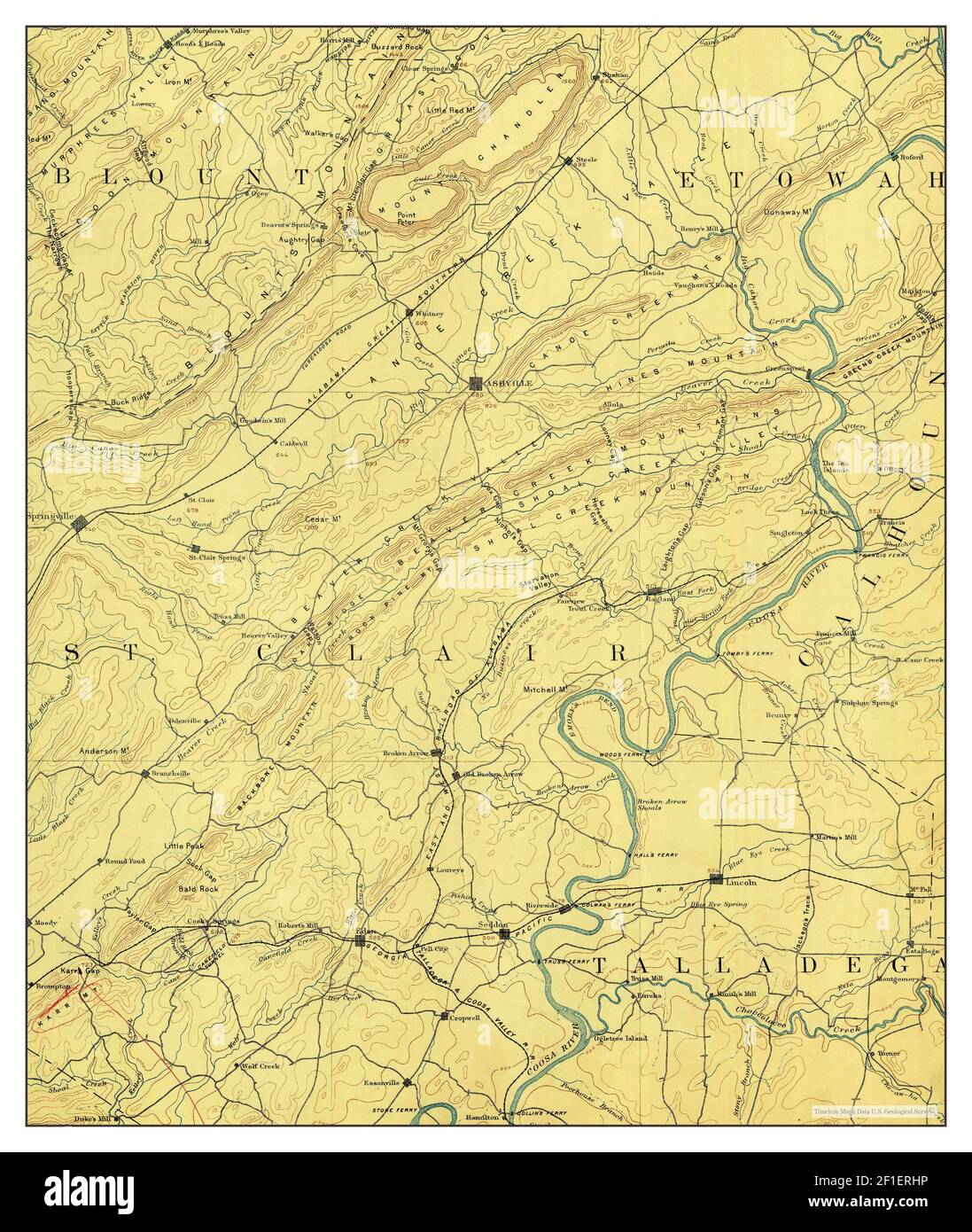 Springville, Alabama, map 1892, 1125000, United States of America by