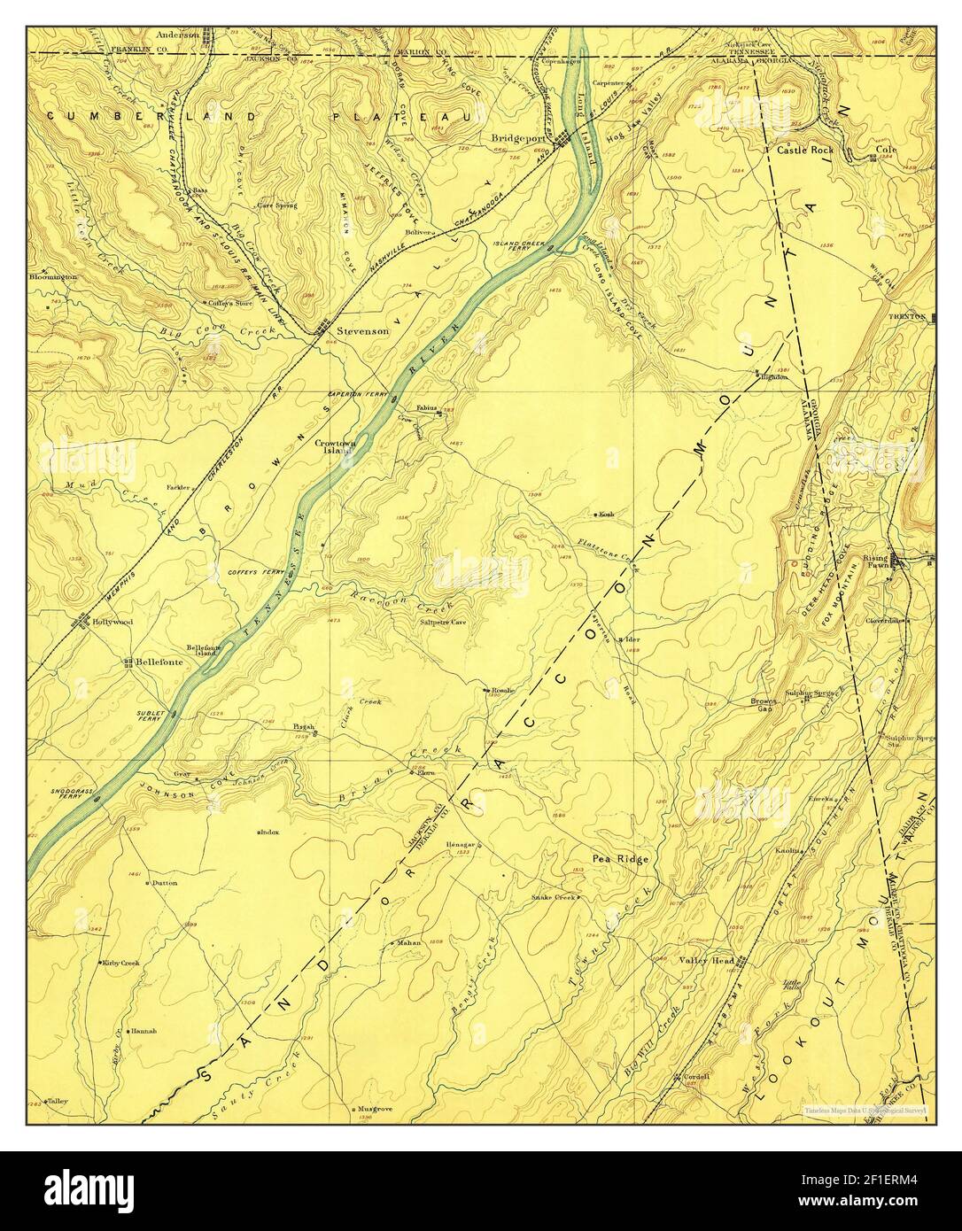 Stevenson, Alabama, map 1895, 1125000, United States of America by