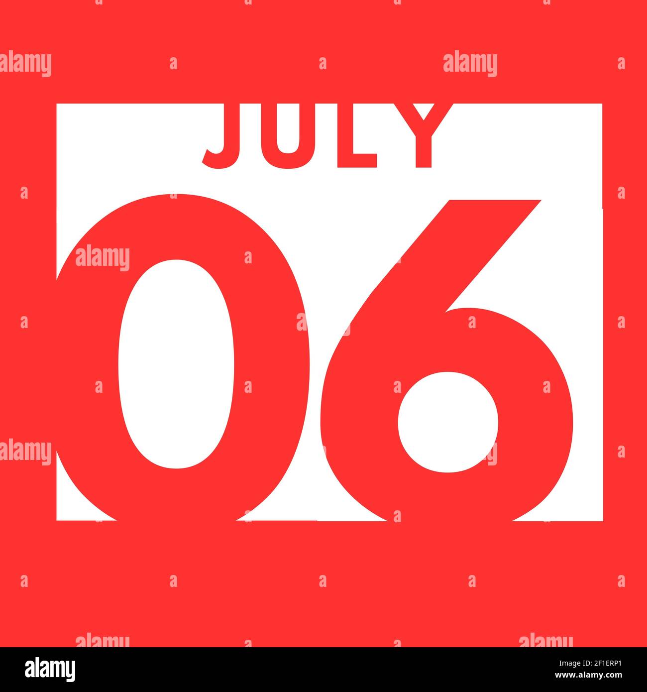 July 6 . flat modern daily calendar icon .date ,day, month .calendar ...