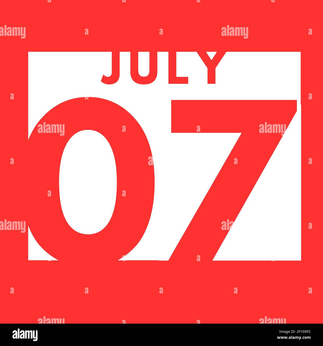 July 7 . flat modern daily calendar icon .date ,day, month .calendar ...