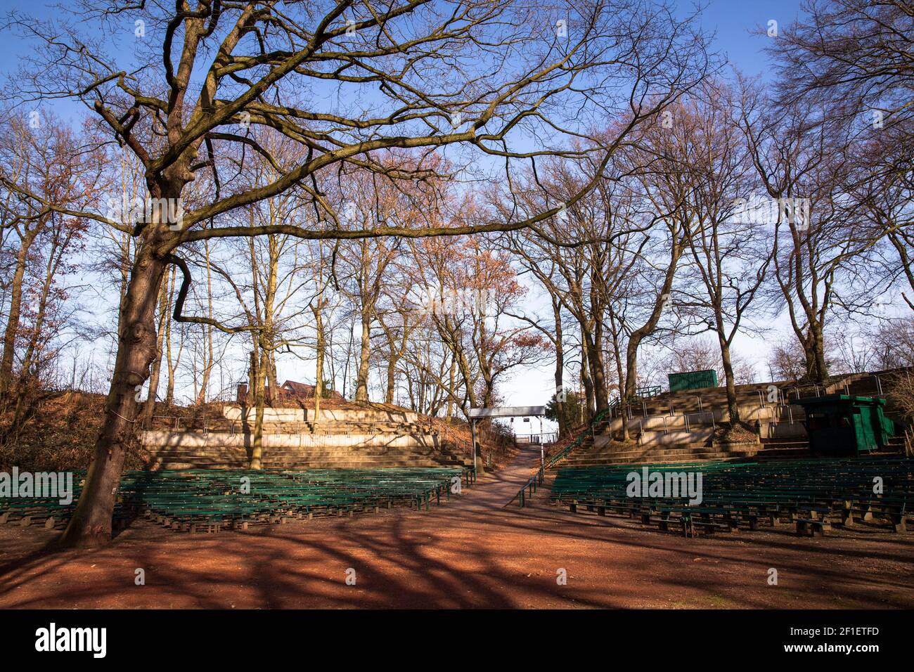 the Roman amphitheatre in Birten near Xanten, North Rhine-Westphalia, Germany.  das Roemische Amphitheater in Birten bei Xanten, Nordrhein-Westfalen, Stock Photo