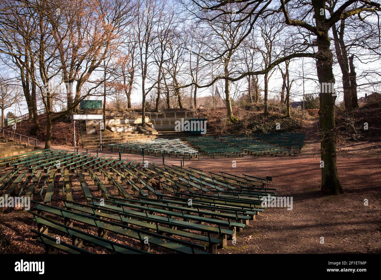 the Roman amphitheatre in Birten near Xanten, North Rhine-Westphalia, Germany.  das Roemische Amphitheater in Birten bei Xanten, Nordrhein-Westfalen, Stock Photo