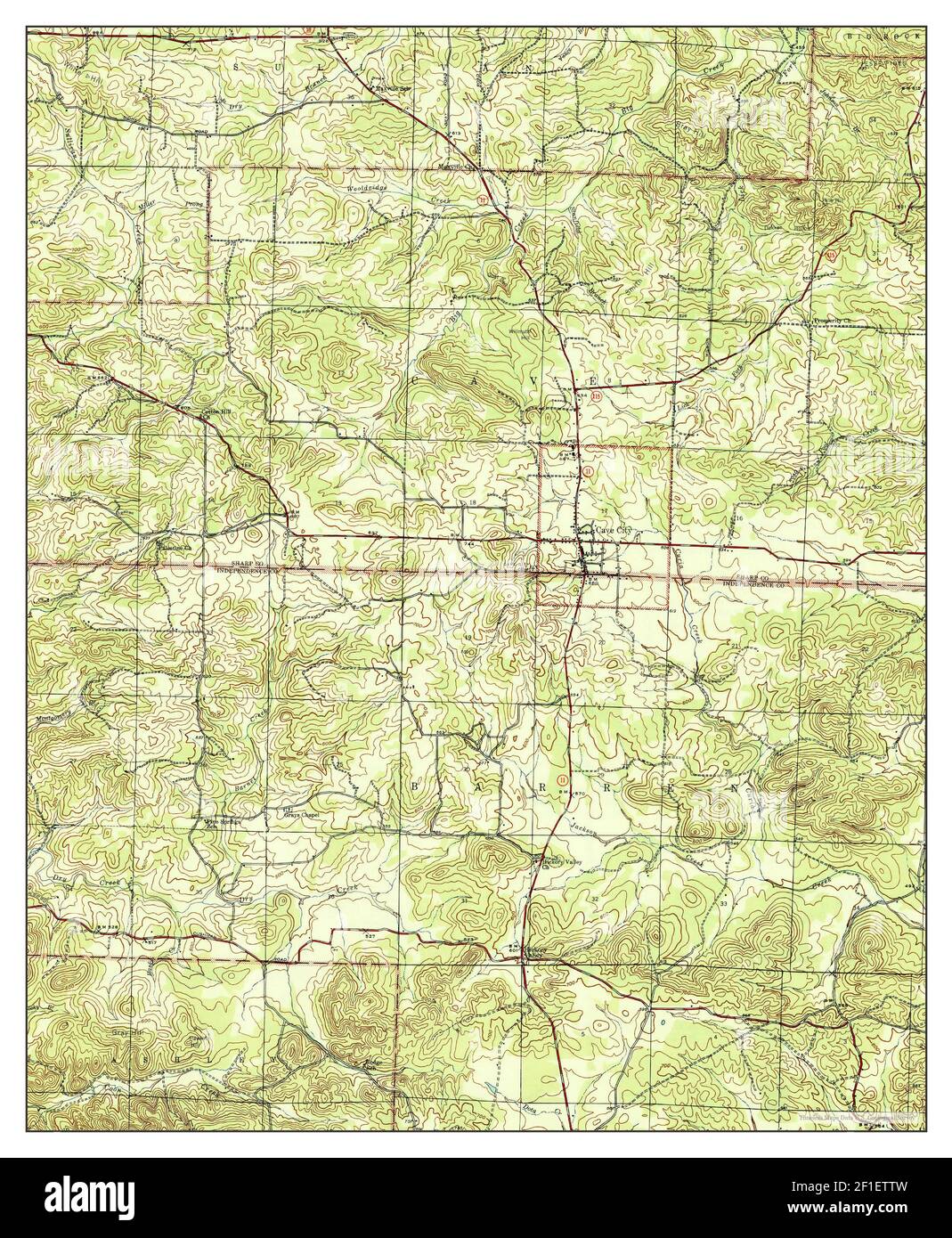 Arkansas cave hi res stock photography - Cave City Arkansas Map 1943 131680 United States Of America By Timeless Maps Data Us Geological Survey 2F1ETTW