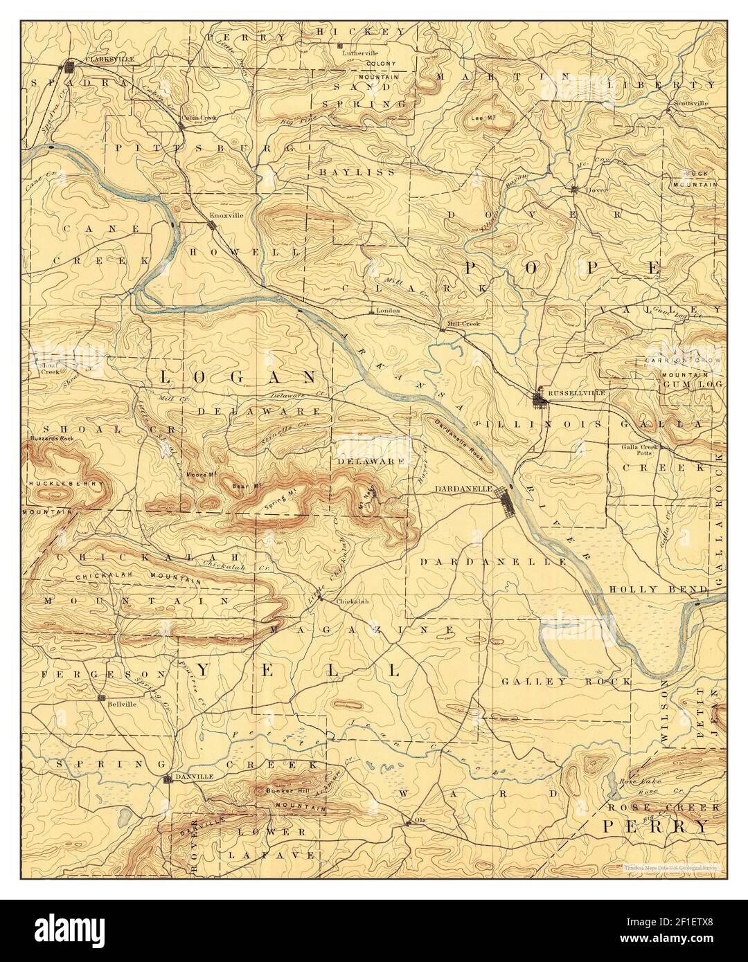 Dardanelle, Arkansas, map 1890, 1125000, United States of America by