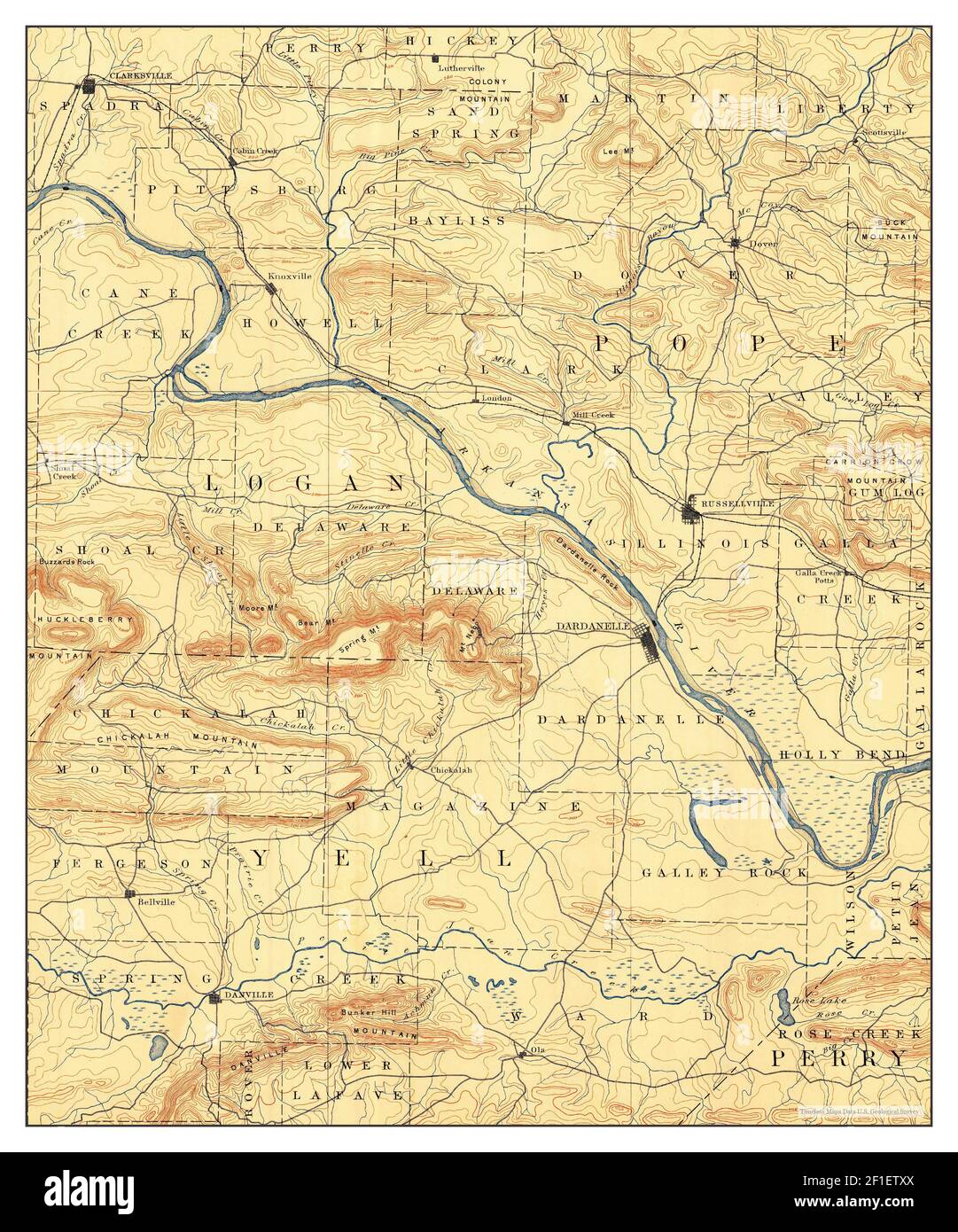Dardanelle, Arkansas, map 1890, 1125000, United States of America by