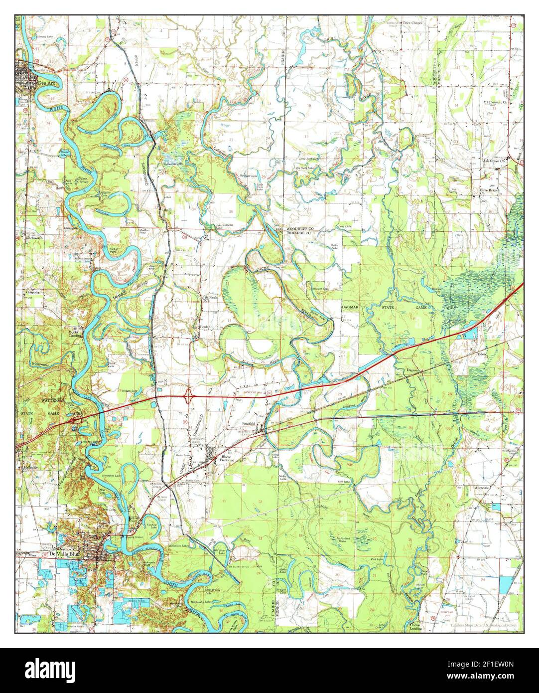De Valls Bluff, Arkansas, map 1971, 162500, United States of America