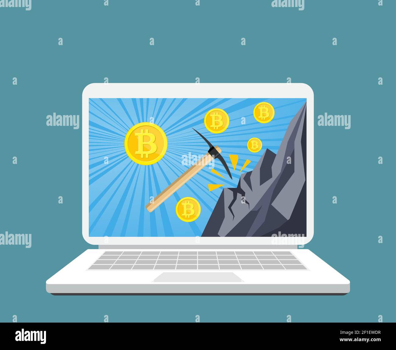 Bitcoin mining concept. Stock Vector