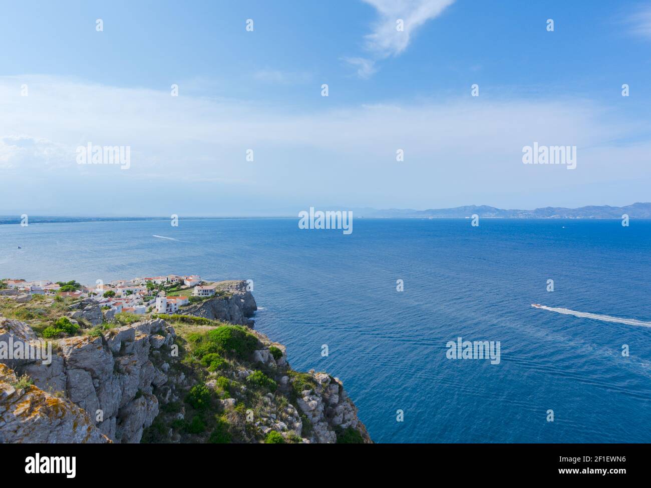 Rosas Gulf in Costa Brava from Montgo Cape , Catalonia, Spain Stock Photo