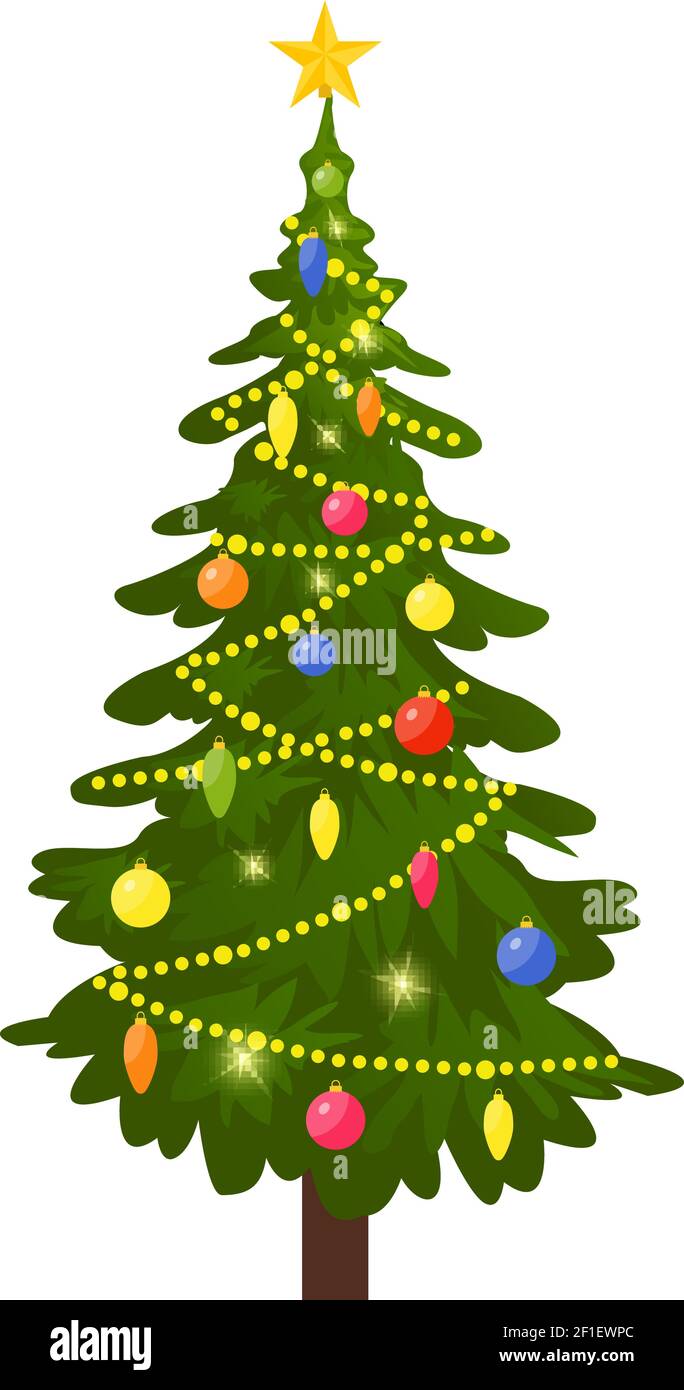 Christmas tree decorated with colorful balls Stock Vector Image & Art