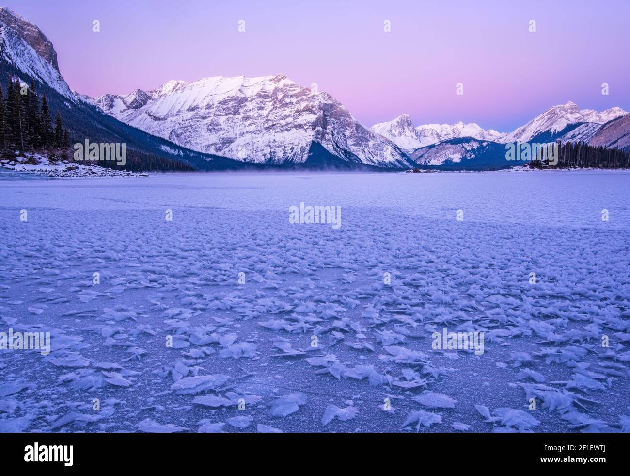 Ice formation Lake-Upper Kananaskis Lake, Kananaskis, Alberta, Canada Stock Photo