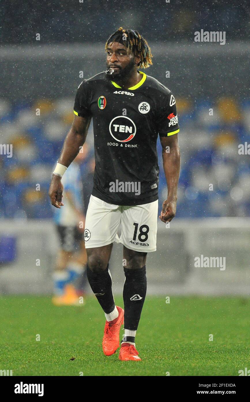 Mbala Nzola player of Spezia, during the match of the Italian football  league Serie A between Napoli vs Spezia, final result 1-2, match played at  the Stock Photo - Alamy