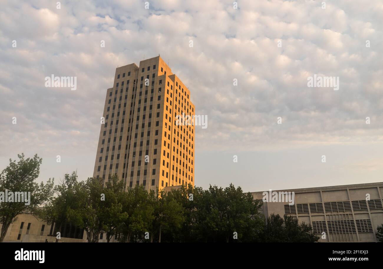 Clouds Roll In North Dakota Capital Building Bismarck Stock Photo