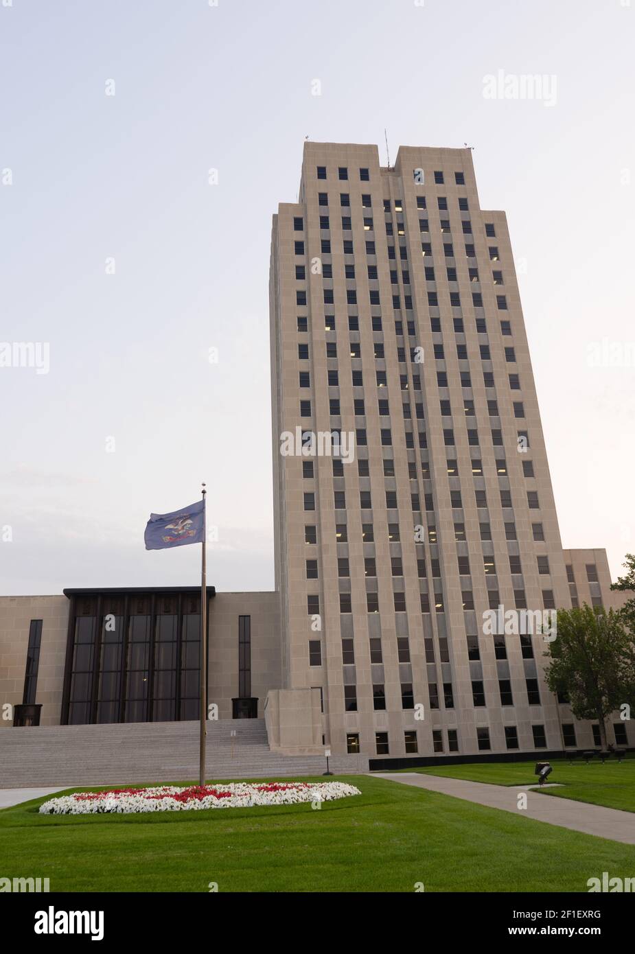 State Flag Flies North Dakota Capital Building Bismarck Stock Photo