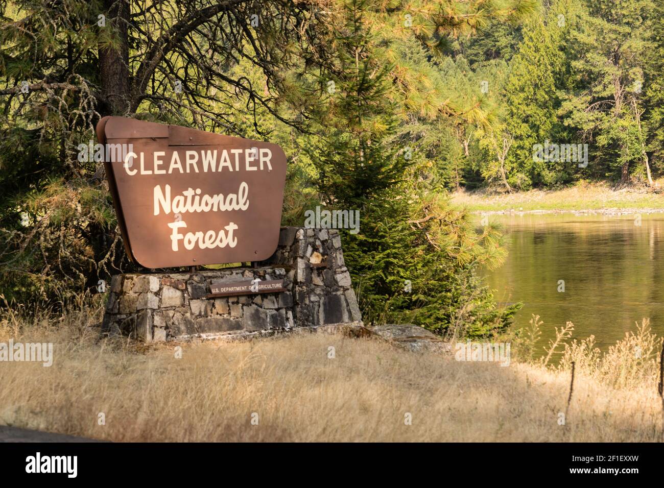 Clearwater National Forest Sign Department of Agriculture Stock Photo