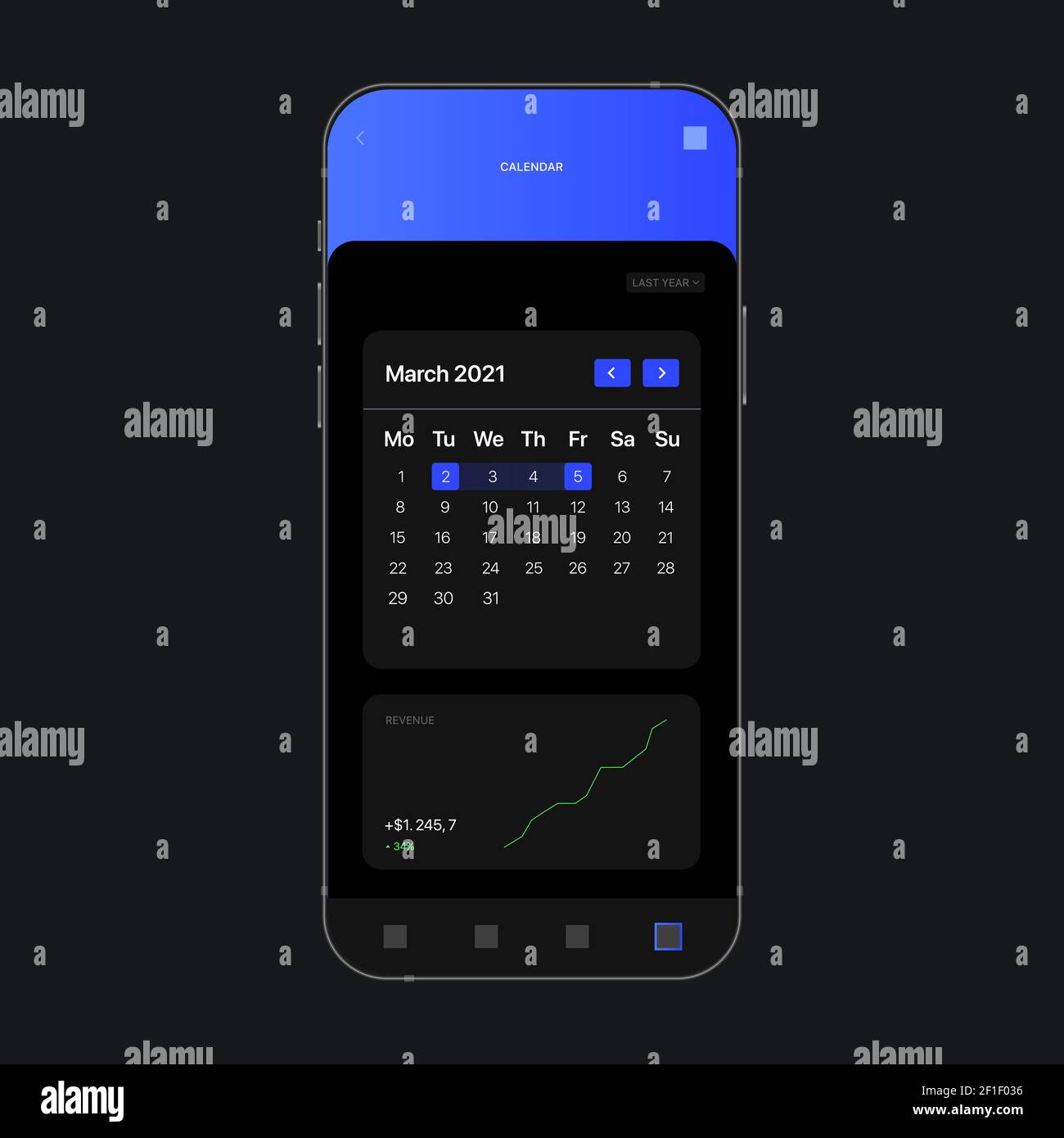 Digital Calendar UI Screen Concept. Analytics App. Vector illustration