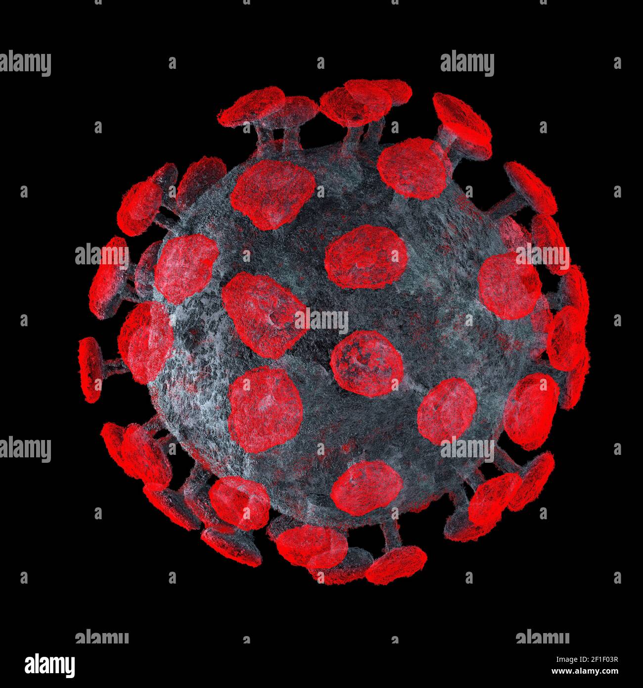 Coronavirus COVID19 concept, virus of human microscope view on black background Stock Photo